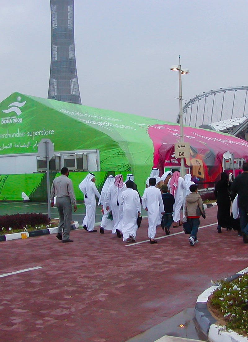 The display of TK Rental’s tentage setup at the 2006 Asian Games in Doha.