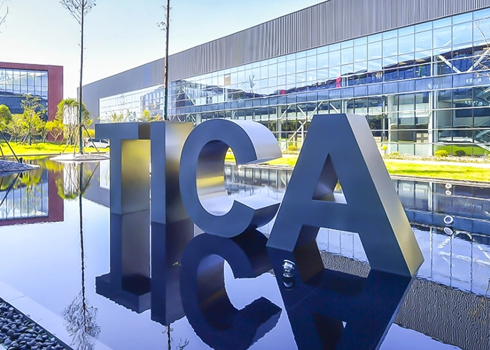 The TICA abbreviation signage signifying Technology, Innovation, Intelligence, Customer, Collaboration, Adherence and Art.