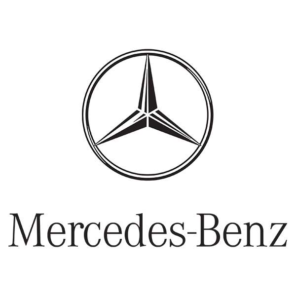 A logo of Mercedes-Benz.