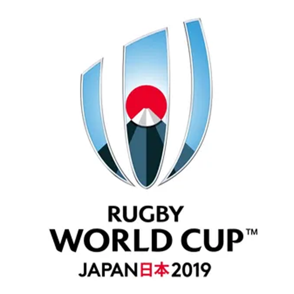A logo of the 2019 Rugby World Cup in Japan.