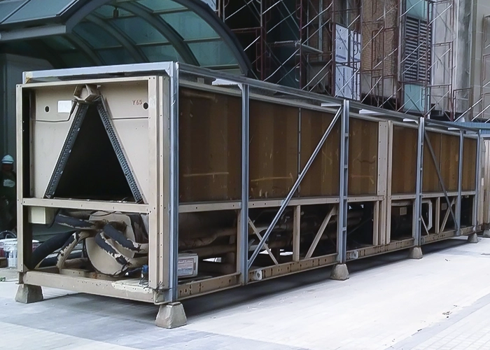 A display of TK Rentals’ Air-Cooled Chiller Rental units for Commercial Building.