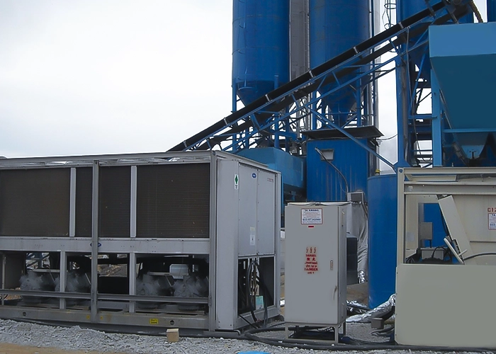 A collection of diverse chiller rental units in display for industrial purposes.